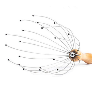 Masajeador de cabeza con logotipo personalizado, mango de madera, rascador de cuero cabelludo de 28 dedos, herramienta corporal multiusos rejuvenecedora y de estilizado, cepillo para el cabello - Product Image 3