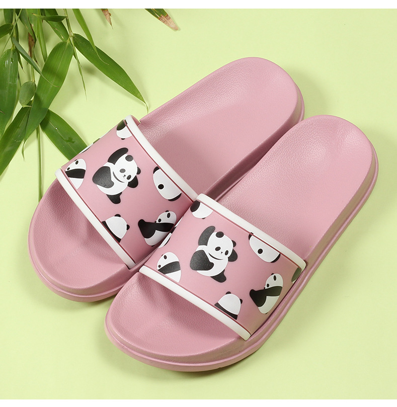 Cartoon Panda Indoor Non-slip Slippers for Women Soft Sole Bathroom Slides Shoes