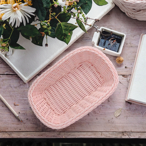 Desktop <b>Plastic</b> Woven Storage <b>Basket</b> for Photography Props for Living Room Storage or Display - Product Image 3