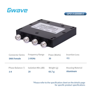 4 chiều cho bộ chia công suất SMA cho các bộ phận Viễn thông 2 GHz đến 8 GHz Dải tần số 30 Watt Công suất định mức từ tiêu đề ban đầu - Product Image 3