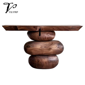 Table de couloir d'entrée en <span class=keywords><strong>bois</strong></span> massif, style rétro moderne, vent silencieux, convertible, meubles de maison, finition noire carbonisée pour le luxe - Product Image 6