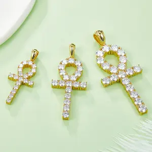 Hanyu joyería al por mayor 925 plata esterlina D Color Vvs Moissanite diamante Cruz colgantes para collar