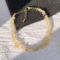 Ensemble collier et bracelet vintage en éclats de cristal naturel irréguliers, quartz rose, aigue-marine, citrine, bijoux en pierres précieuses de guérison, or 18 carats