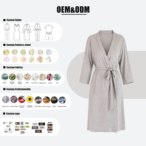 Hongbo Bamboo Women Modal Robe OEM V-Neck <strong>Lady</strong> Lounge Night <strong>Gowns</strong> and Robe Soft Personalised Luxury <strong>Dressing</strong> <strong>Gown</strong> for Women - Product Image 2
