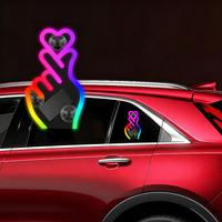 Lampe d'ambiance LED pour voiture à ventouse, sans câblage, avec geste cœur solaire, changeant de couleur RGB, pour vitre de voiture