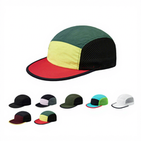 Casquette de camping 5 panneaux personnalisable avec logo, respirante, à panneaux latéraux en maille, pour sports de plein air, multicolore, patchwork