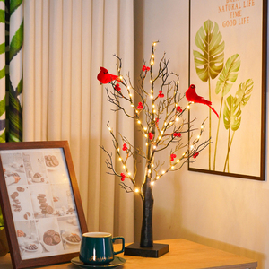 Vintage Glowing <b>Tree</b> with Cardinals 2 BirdsFruits LED Light Fairy Lights <b>Tree</b> Lamp for <b>Tabletop</b> Christmas Decoration - Product Image 4