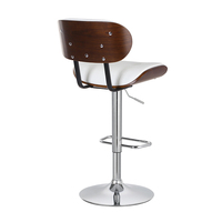Tabouret de bar de luxe au milieu du siècle moderne ascenseur hydraulique réglable en cuir hauteur de comptoir tabourets de bar en bois courbé