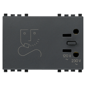 เต้ารับเครื่องโกนหนวดไฟฟ้า 230 โวลต์ สีเทา ช่องเสียบชาร์จ - Product Image 1