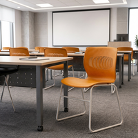 Chaise de conférence moderne orange, ergonomique, avec dossier perforé, siège en plastique, structure métallique, pour réunions, salles de classe, auditoriums