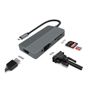 Hub de Type <span class=keywords><strong>C</strong></span> 8 en 1 avec 3 <span class=keywords><strong>USB</strong></span> 3.0 avec PD VGA HD-MI SD TF lecteur de carte <span class=keywords><strong>USB</strong></span> <span class=keywords><strong>C</strong></span> <span class=keywords><strong>dock</strong></span> Hub pour ordinateur portable Macbook <span class=keywords><strong>iPad</strong></span> <span class=keywords><strong>Pro</strong></span> - Product Image 2
