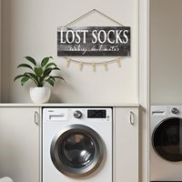 Impression sur toile rustique « Vintage Lost Socks Seeking Soul Mates », décoration murale pour salle de bain, 6 x 15 po, noir