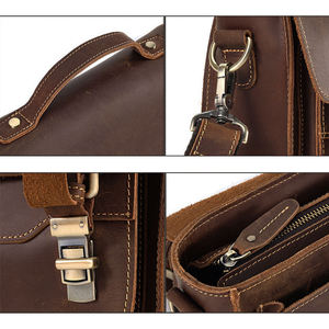 Sacs à bandoulière AndoBag pour hommes, sacs à bandoulière rétro décontractés en cuir Crazy Horse, sac messager en cuir de vache véritable 1361 - Product Image 6