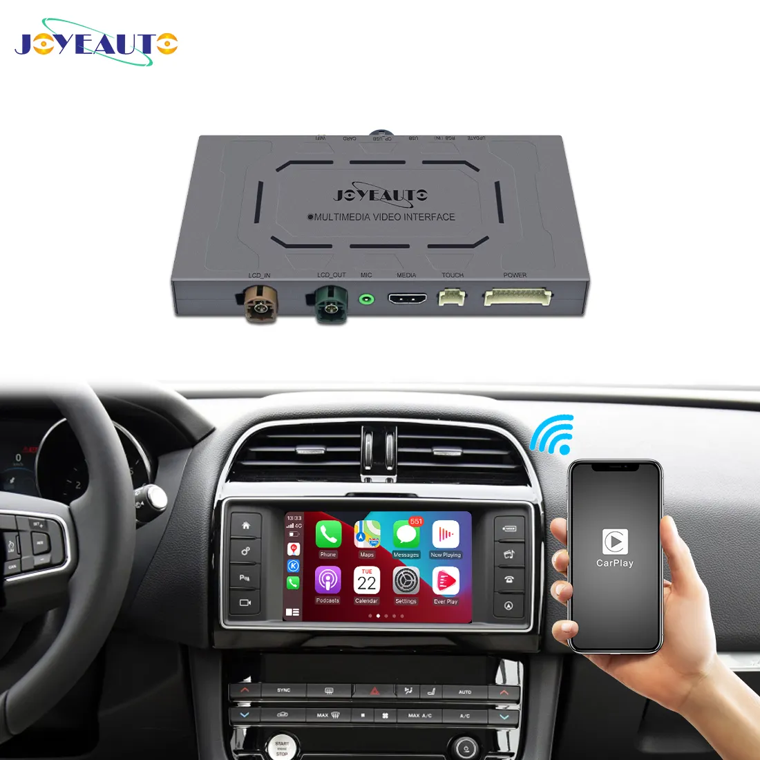 Joyeauto اللاسلكية Apple CarPlay لسيارة لاند روفر هارمان رئيس وحدة ديسكفري 5 رينج روفر سبورت سيارة اللعب الروبوت السيارات 2013-2018