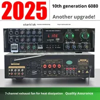Amplificateur AV-6080BT 1000W 7 Canaux à Impédance Fixe pour Maison Voiture, Récepteur Métal Lecteur Sans Fil USB Carte SD BT Mondial