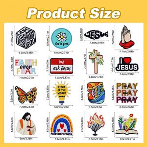 Nouvel ensemble de badges brodés thermocollants à thème Mains de prière et Foi pour vêtements, sacs et décoration DIY - Product Image 2
