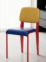Chaise de salle à manger Memphis rétro de style nordique minimaliste haut de gamme, design color-block, structure en acier sans accoudoirs pour l'ameublement de la maison