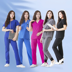 Scrubs médicaux pour femmes à la mode Polyester rayonne Spandex uniformes d'hôpital ensembles de gommage d'allaitement féminin vêtements de médecin élégants - Product Image 1