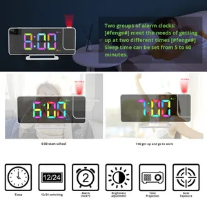 Digital LED Alarm Clock with RGB Projector 4 Color Changing Luminous Display Electronic Dual Alarm for Bedroom Desk or Table - Product Image 3