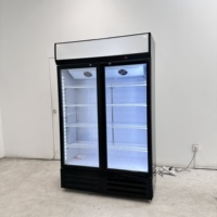Étagères réglables, fabricant direct, best-seller, logo personnalisable, armoire à boissons en verre à double porte 650L, refroidissement direct par air