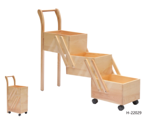 Estante de Almacenamiento Plegable de Tres Niveles de Madera de <span class=keywords><strong>Pino</strong></span> con Ruedas, Portátil e Impermeable, Estilo Clásico - Product Image 1