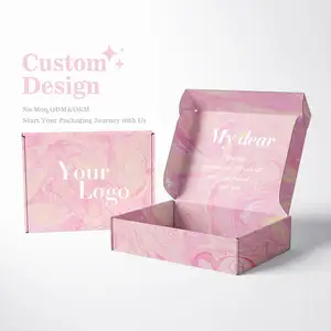 뜨거운 판매 사용자 정의 로고 핑크 색상 화장품 골판지 포장 우편물 상자 배송 상자 종이 상자 최고의 가격