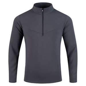 เสื้อยืดคอตั้งแขนยาวมีซิปแบบแห้งเร็วสำหรับใส่วิ่งฟิตเนสเสื้อยืดสำหรับกลางแจ้งปรับแต่งโลโก้ได้ตามต้องการฤดูใบไม้ร่วง - Product Image 4