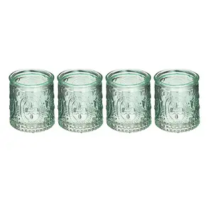 custom size empty vintage amber embossed green glass candle jars holder