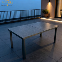 Table de jardin rectangulaire peu encombrante, extensible, pour hôtel, resort, balcon, extérieur, cour