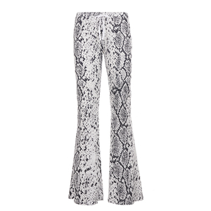 Pantalon évasé à imprimé serpent pour femme, pantalon en tricot taille basse avec lacets et coupe ajustée, bas de tenue streetwear décontracté et audacieux - Product Image 6