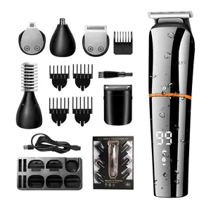 6 IN 1 Hair Clippers Nose Body Head Hair Removal IPX6 Waterproof 1000 Ma Lithium Battery LED Display USB Charging Barbeador