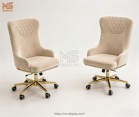 Table de manucure double moderne MS Display, beige ivoire taupe, avec armoire et chaise de pédicure, mobilier de salon design pour toute la boutique