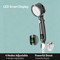 Pommeau de Douche Portable à Affichage LED de Température, 4 Modes de Jet, en ABS, Économiseur d'Eau, Pression Améliorée, avec Bouton d'Arrêt Rapide