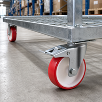 Roue pivotante industrielle VIMA de 5 pouces en PU et PP rouge, robuste, avec frein, pour chariot et débardeur – Meilleure vente