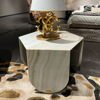 Table d'appoint moderne pour salon, ensemble de tables hexagonales en marbre, table basse centrale pour salon avec pieds courbes uniques pour villa
