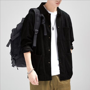 Da uomo a buon mercato <span class=keywords><strong>POLO</strong></span> <span class=keywords><strong>Oversize</strong></span> top in bianco tinta unita manica lunga in velluto a coste Casual con bottone da lavoro formale quotidiano - Product Image 5