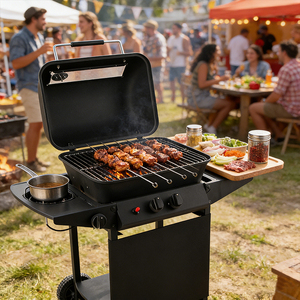 شواية غاز محمولة للاستخدام الخارجي بتصميم أمريكي، شواية معدنية قوية بـ 2 شعلة بدون دخان للحفلات في الفناء الخلفي، مع تحكم عن بعد، تصنيع حسب الطلب - Product Image 6