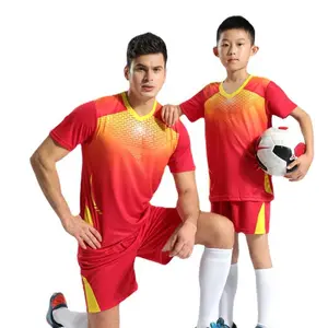 청소년 반팔 축구 세트 남자 여름 어린이 축구 세트 초등 및 중등 학생 팀 게임 유니폼