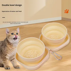Nouveau bol pliant en silicone 2 en 1 pour animaux de compagnie avec fermeture à glissière pour le transport en plein air du bol d'alimentation pour chat et chien - Product Image 4