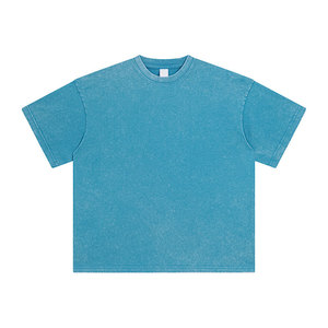 Camiseta en blanco de punto sólido de peso pesado 325GSM 100% algodón de manga corta de gran tamaño ropa de calle de verano - Product Image 3