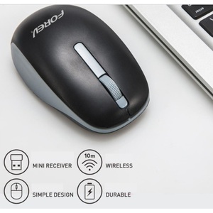 Forev Wireless <b>Mouse</b> 1200Dpi 4 Button Black Ergonomic Design For Office And Home Use - Product Image 2