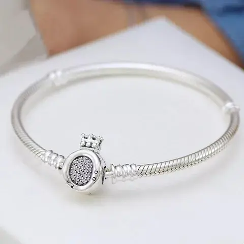 PandoraER 925 Silver Love Crown Base Snake Bone bracelet