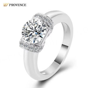 Anillo de Oro Blanco Macizo de 10K, 14K, 18K con Moissanita, Corte Redondo, Piedra Principal de 1.5 Quilates, Personalizable, Regalo de Aniversario de Bodas, Diamantes - Product Image 1