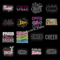 Modèle de strass thermocollant personnalisé pour cheerleading, motif Cheer Mom, transfert thermique en strass