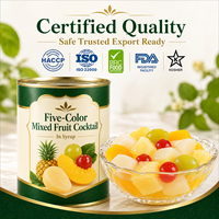 Gemengde fruitcocktail in blik, 850g in lichte siroop, HACCP, OEM, ODM, aangepast logo, blikverpakking voor importeurs en distributeurs.