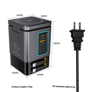 Chargeur sans fil magnétique multifonctionnel ABS double sans fil de bureau Shenzhen <span class=keywords><strong>Boze</strong></span> 105W avec câble rétractable trois-en-un - Product Image 2