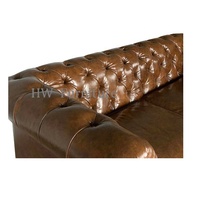 Heywood Neues Design 3-Sitzer Echtleder-Sofa - Modernes Rechteckiges Villen-Wohnzimmermöbel mit Hochdichtem Schaumstoff