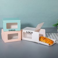Boîtes à gâteaux personnalisées en gros, style fenêtre, biodégradables, de qualité alimentaire, rectangulaires, à impression simple, pliables avec doublures