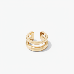 Duet Vintage Stainless Steel Ear Cuff with Gold Plated Geometric Design Trendy Diamond and Pearl <b>Clip</b>-On Earrings for Wedding - Product Image 1