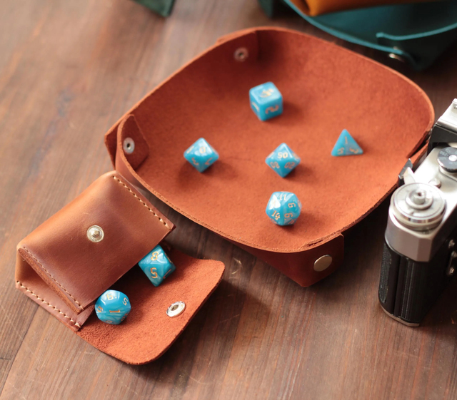 Portable Leather Dice Tray Kit,Foldable Catchall & Pouch for Dice Organization,Dice Tray Storage Pouch Pouch for Tabletop Games
